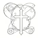 white cross with a heart including a bible verse tattoo design idea