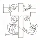 white cross with a heart including a bible verse tattoo design idea