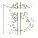 white cross with a heart including a bible verse tattoo design idea