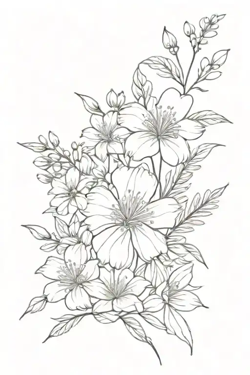 Delicate Floral Bouquet Of Wildflowers tattoo design idea