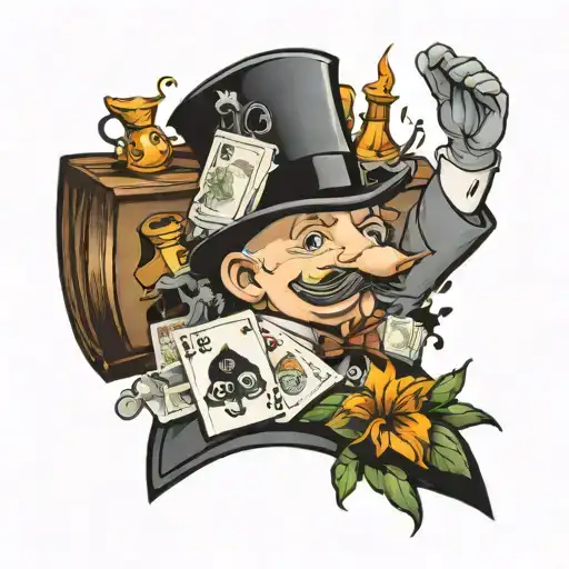 monopoly theme neck tattoo tattoo design idea