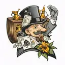 monopoly theme neck tattoo tattoo design idea