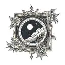 night sky through window looking tattoo design idea