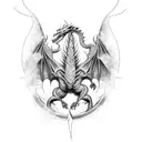 a dragon intertwined with a phoenix in a battle to the death tattoo design idea
