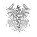 a dragon intertwined with a phoenix in a battle to the death tattoo design idea