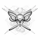 moth and rams skull  tattoo design idea