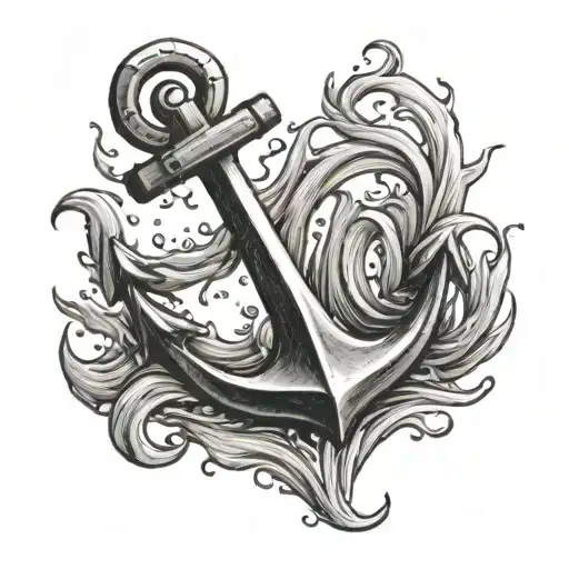 anchor with water black and grey tattoo tattoo design idea