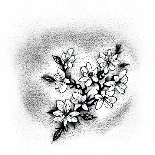 long cherry blossom 4k ON THE SHOULDER tattoo design idea