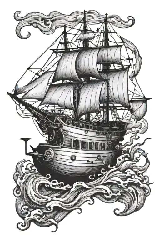 submarine under sail boat tattoo design idea
