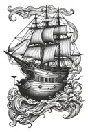 submarine under sail boat tattoo design idea