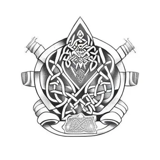  spock hand + celtic dragon + viking protection tattoo design idea