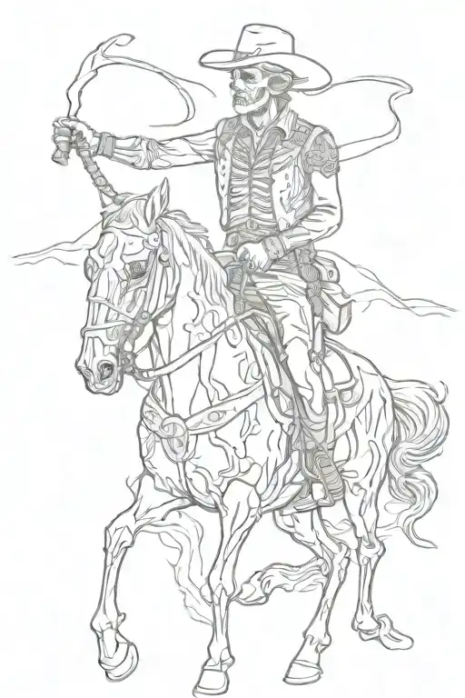 skeleton cowboy riding a horse   tattoo design idea