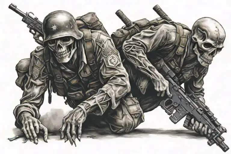 BROTHER IN ARMS , GRIEVE , DEATH STANNDING tattoo design idea
