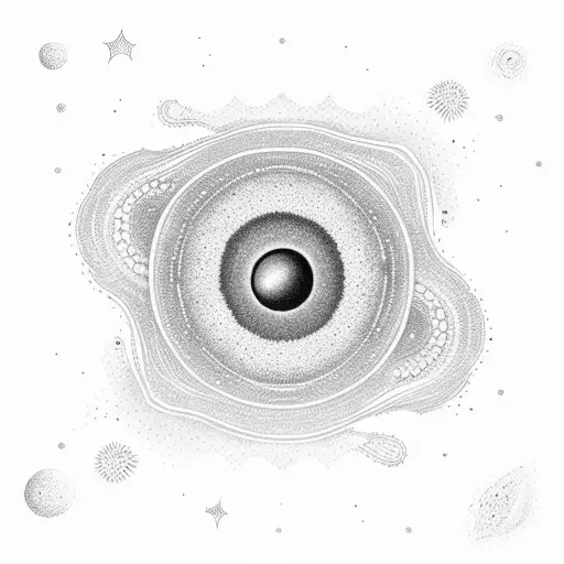 A dotwork illustration of a galaxy inside an open book tattoo design idea