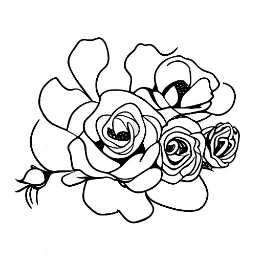 flower bouquet with sweet pea and larkspur tattoo design idea
