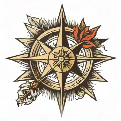 compass rose dallas cowboy star tattoo design idea