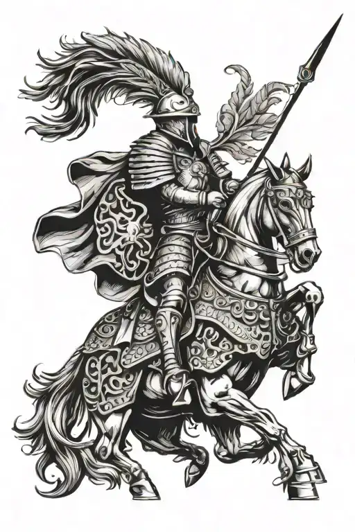 Polish Winged Hussar warrior tattoo design idea