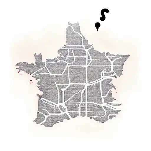 A realistic tattoo of a keyboard transforming into a map with famous landmarks as keys tattoo design idea