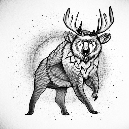moose bear wolf owl compass tattoo design idea