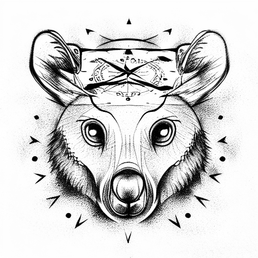moose, bear,  wolf, owl, compass tattoo design idea