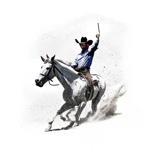 A cowboy riding a wild mustang through the Arizona desert tattoo design idea