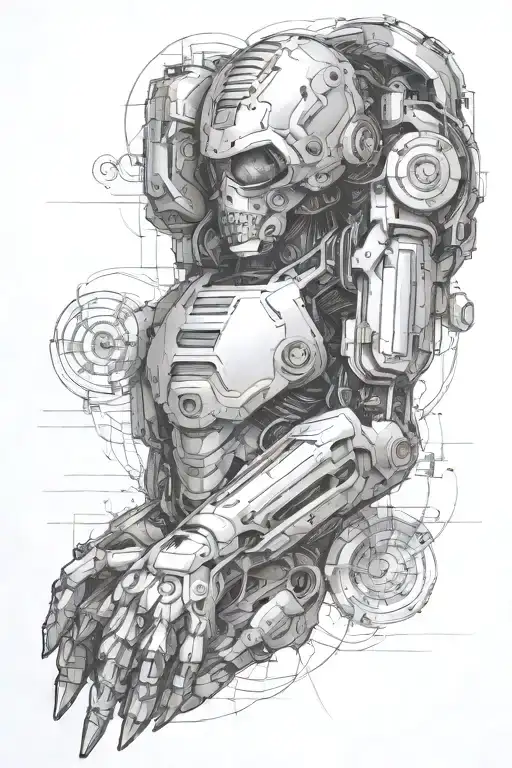 cybernetic arm sleeve tattoo design idea
