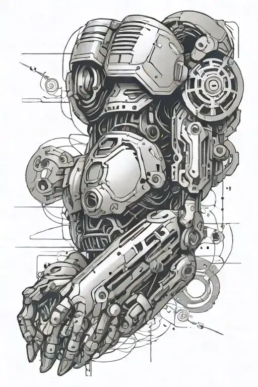 cybernetic arm sleeve tattoo design idea