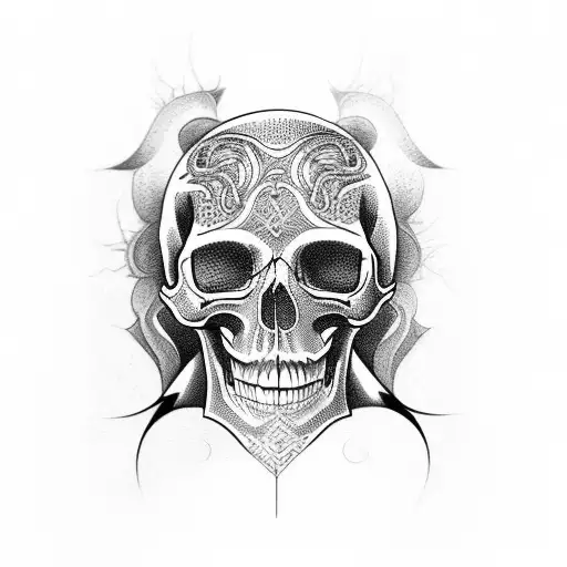 a wavy skull under a thorny cobra tattoo design idea