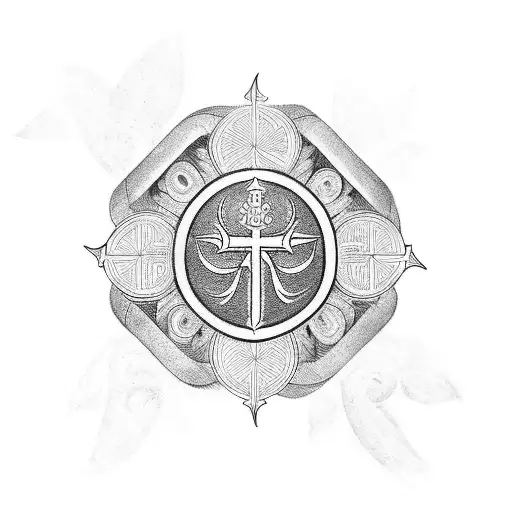 Chi rho with olive branches tattoo design idea