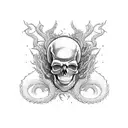 a wavy skull under a thorny cobra tattoo design idea