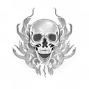 a wavy skull under a thorny cobra tattoo design idea