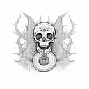 a wavy skull under a thorny cobra tattoo design idea