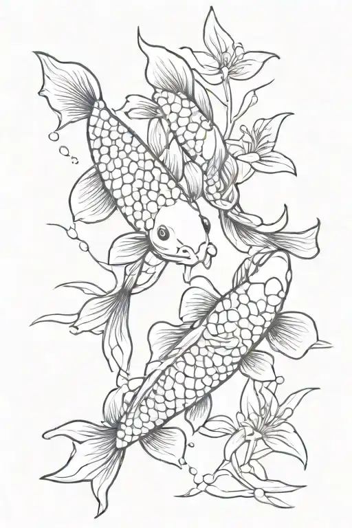 full arm tattoo koi fishes swimming together tattoo design idea