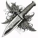 Modern kukri knife Theme: Military. Color: black and white tattoo design idea