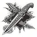 Modern kukri knife Theme: Military. Color: black and white tattoo design idea