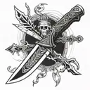 Modern kukri knife Theme: Military. Color: black and white tattoo design idea