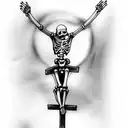 crucifix skeleton tattoo design idea
