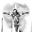 crucifix skeleton tattoo design idea