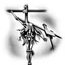 crucifix skeleton tattoo design idea
