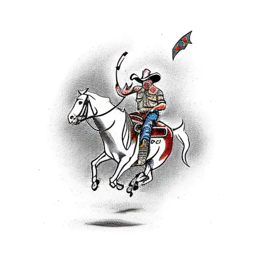 A cowboy riding a wild bucking bronco tattoo design idea