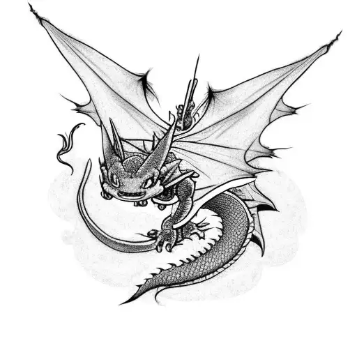 toothless dragon tattoo design idea