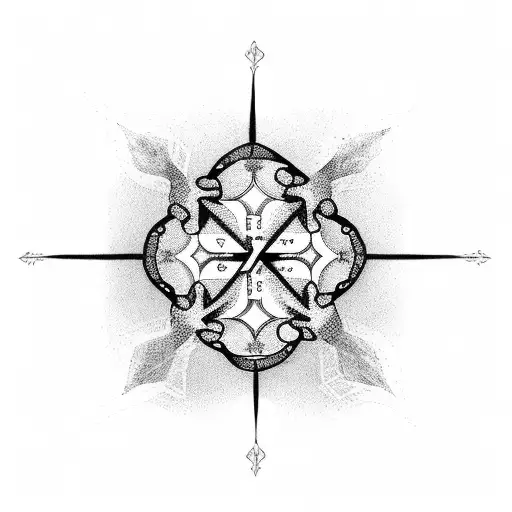 A minimalist cross with delicate dotwork detailing tattoo design idea