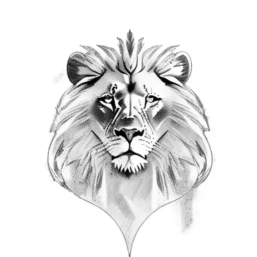 Create a tattoo featuring a majestic lion standing in front of the Colosseum in Rome. tattoo design idea