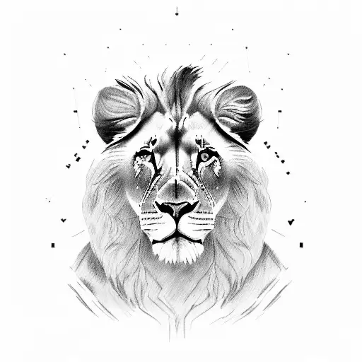 Create a tattoo featuring a majestic lion standing in front of the Colosseum in Rome. tattoo design idea