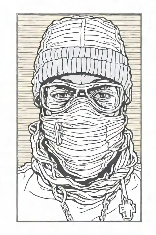 Gangsta with ski mask tattoo design idea