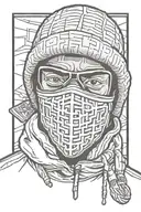 Gangsta with ski mask tattoo design idea