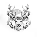 chef knife with deer antlers intertwined  tattoo design idea