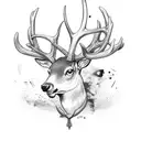 chef knife with deer antlers intertwined  tattoo design idea