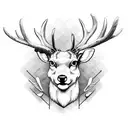 chef knife with deer antlers intertwined  tattoo design idea