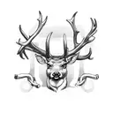 chef knife with deer antlers intertwined  tattoo design idea